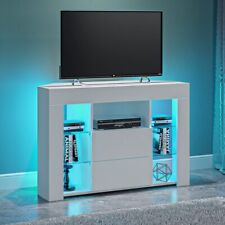 Modern Corner TV Unit Stand Entertainment Center LED Cabinet High Gloss Front
