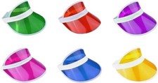 6 X Neon Sun Visors Pub Golf 80s Disco Poker Retro Visor Tennis Hat Fancy Dress