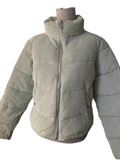 Vintage Hollister Cream Corduroy Puffer Jacket Size Medium Winter Y2K