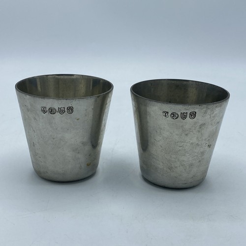 Pair pewter beaker cups - pair,