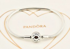 New Genuine Pandora Moments Round Ball Clasp Snake Chain Smooth Bracelet 590728