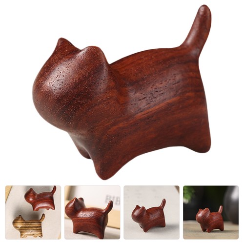 Wooden carved cat figurine - carved,