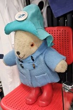 Vintage RARE Brown Paddington Bear Made in Britain Mothercare Red RubberWellies 