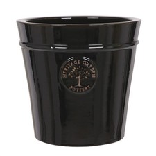 Black ceramic planter - planter, frost