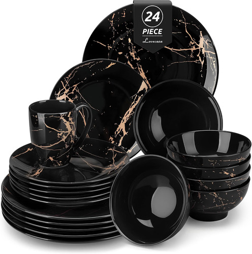 Lovecasa black gold - gold, dinnerware