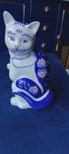 Vintage chinese lucky cat blue - chinese,