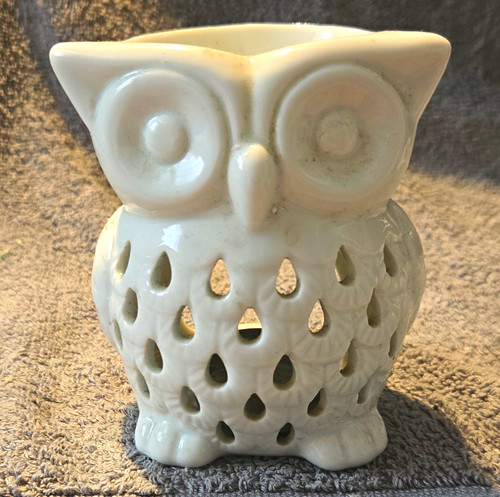 Ceramic owl tea light - ceramic,