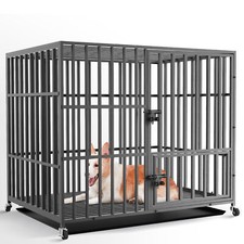 Giant Dog Cage Crate Thick Metal Enclosure Kennel Strong Playpen Crate w/ Tray