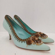 Miu Miu Heel Shoes UK 7.5 Blue Embellished Formal RMF31-EH