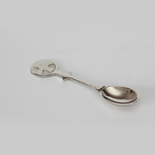 Nickel ornate incense spoon - nickel,