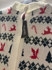 Boohoo Christmas Cardigan Fair Isle Reindeer Jumper Size L Festive Novelty Xmas