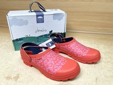 Joules Women’s Pop On Welly Clog Wellies Red Leopard Size Uk 7