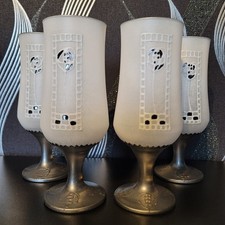 Set Of 4 Bespoke Handpainted Glass Goblets With Art Deco Pattern