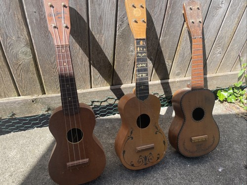 Three vintage ukuleles - vintage, need