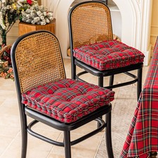Christmas Plaid Dining Chair Cushion Square Seat Pad Kitchen Chairs Sofa Seat