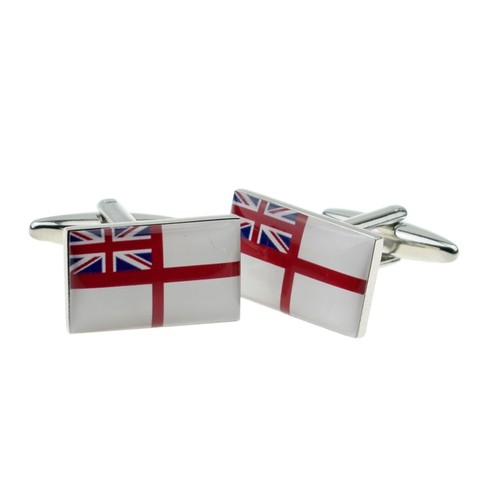 White ensign flag cufflinks - white,