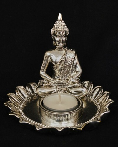 Silver buddha lotus design - silver,