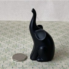 DECORATIVE MINIATURE BLACK RESIN ELEPHANT FIGURINE