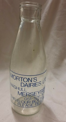 Vintage milk bottle mortons - vintage,