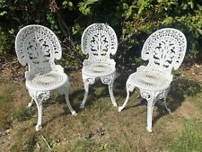 3 X Coalbrookdale chairs Victorian Style White Cast Aluminium Vintage Bistro