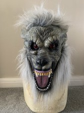 Horror Halloween Grey Werewolf Full Overhead Latex Mask Either Real Looking Eyes
