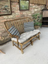 Vintage Ercol Ash Wood Spindle Back 2 Seater Settee Bench Mid Century Sofa Conse