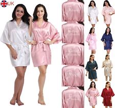 UK NEW Satin Personalized Wedding Robe Bridesmaid Bride Dressing Gown Bathrobe