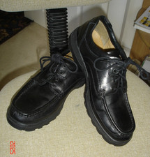 PAIR MENS CLARKS LEATHER LACE-UP CASUAL SHOES SIZE 10H EXTRA WIDE COLOUR BLACK