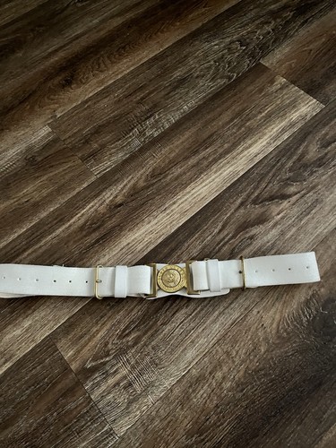 White leather ceremonial belt - white,