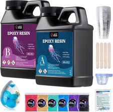 Casting Epoxy Resin Kit, 1L Crystal Clear & Bubble Free Epoxy Resin and Hardener