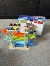 ELC Wooden Click Clack Track Ramp Toy Playset with 3 Cars