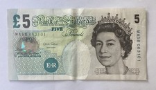 FIVE POUND NOTE - Used/Salmon