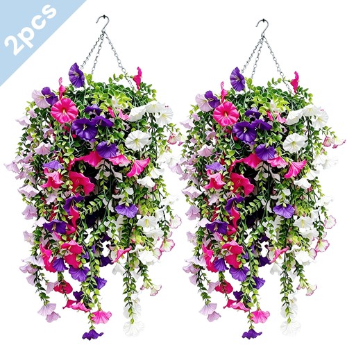 Hanging basket with - 6, faux