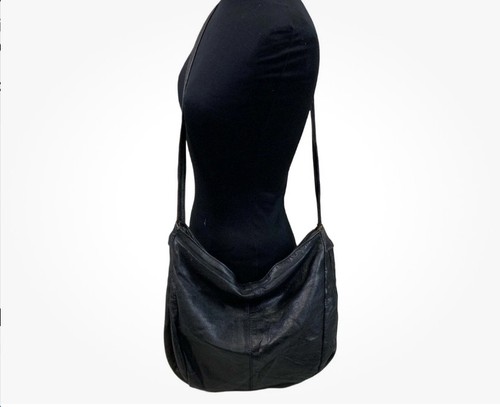 Vintage black leather slouch - vintage,