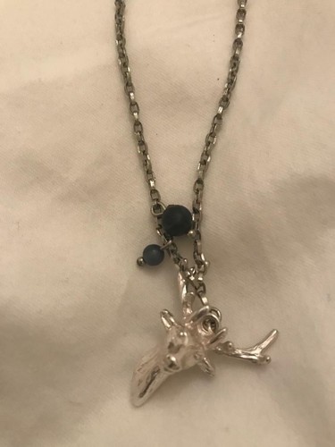 Silver stag pendant - silver,