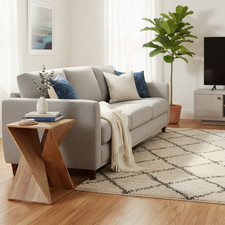 Solid Mango Wood Twisted Side Table – Handcrafted Accent & Bedside Stand