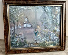 Beautiful Vtg Dufex Foil Picture Down In The Wood Framed Jean & Ron Henry  8x10”