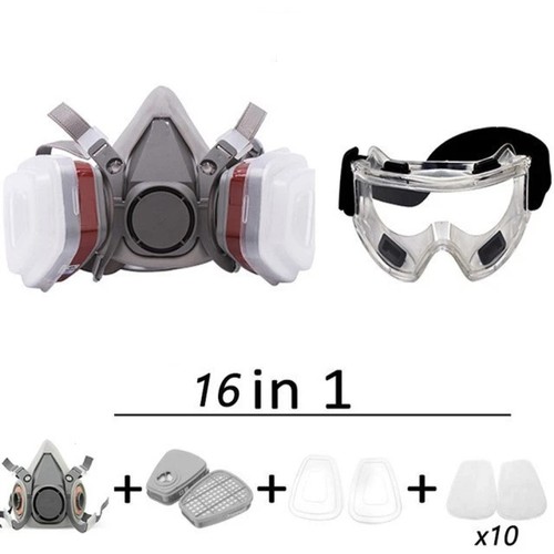 Gas mask with safety goggles - with,