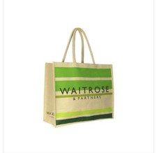Waitrose & Partners Green/Beige Original Juco Shopping Bag Reusable Tote Jute