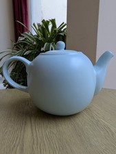 London pottery large teapot 2 1/2 pints duck egg blue 16cm high 25cm end to end 