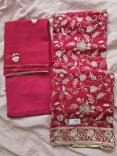 Hot pink unstitched - unstitched, indian
