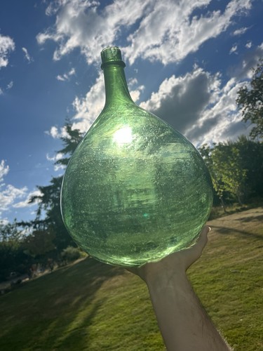 Antique green glass - antique, demijohn