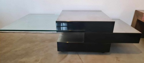 Glass steel coffee table - glass,