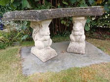 Ornate garden curved concrete / stone bench