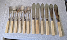 SET TWELVE VINTAGE SILVER PLATED MAPPIN WEBB  CUTLERY -FISH KNIVES FORKS