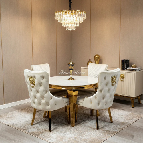 Round cream gold - gold, with
