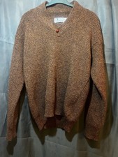 Vintage Highland Glen Shetland 100% Pure New Wool Brown Thick Knit Jumper Retro