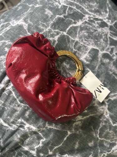 Zara red gathered leather - red,