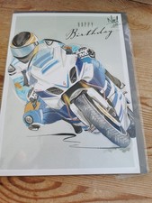 Noel Tatt Motorbike Motercycle Rider Birthday Card In Cellophane