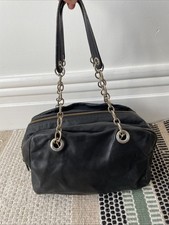 Furla Black Leather Chain Strap Shoulder Bag - Made in Italy